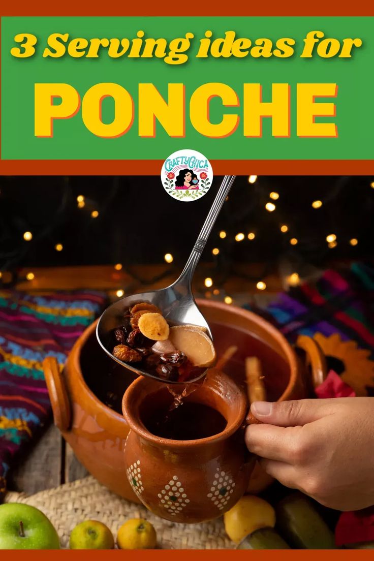 a person spooning some food out of a pot with the words 3 serving ideas for ponchee