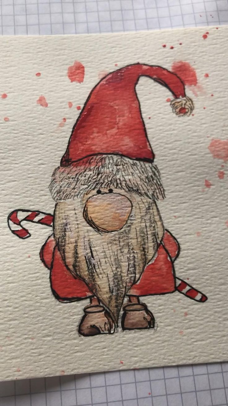 a drawing of a santa clause with candy canes