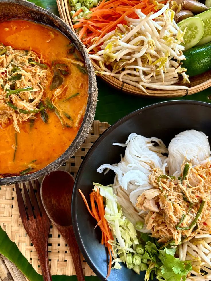 two bowls filled with different types of food