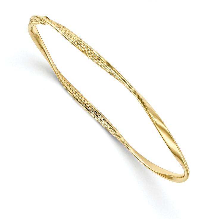 10k Yellow Gold Polish Texture Twisted Bangle at $ 155.81 only from Jewelryshopping.com Gold Bracelet Bangle, Twisted Bangle, Yellow Gold Bangle, Bangle Designs, Gold Bangle Bracelet, Fine Jewelry Bracelets, Yellow Gold Bracelet, Gold Polish, Gold Texture