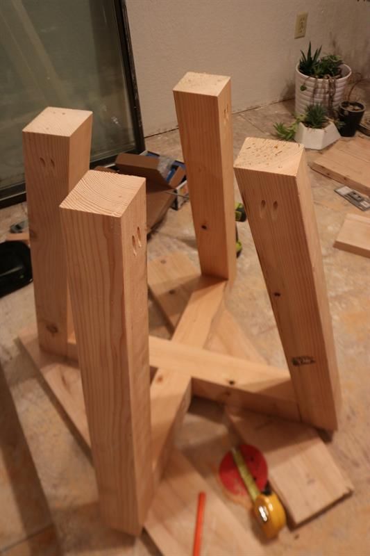 some wood pieces sitting on top of a table