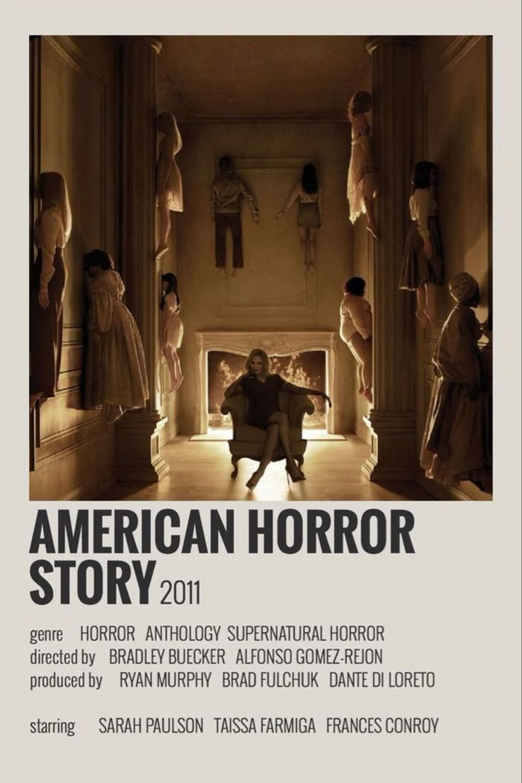 the poster for american horror story 2011 is shown in front of an image of people