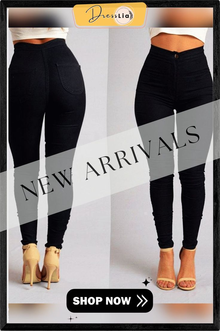 Solid Skinny Pencil Feet Pants Trendy High Waist Leggings With Pockets, Trendy High-waist Leggings With Pockets, Trendy Tight Straight Leg Pants, Trendy High Waist Jeggings, Chic Non-stretch Straight Leg Jeggings, Chic High Waist Jeggings, Trendy High Waist Jeggings With Pockets, Trendy High-waisted Jeggings, Chic High Waist Stretch Jeggings