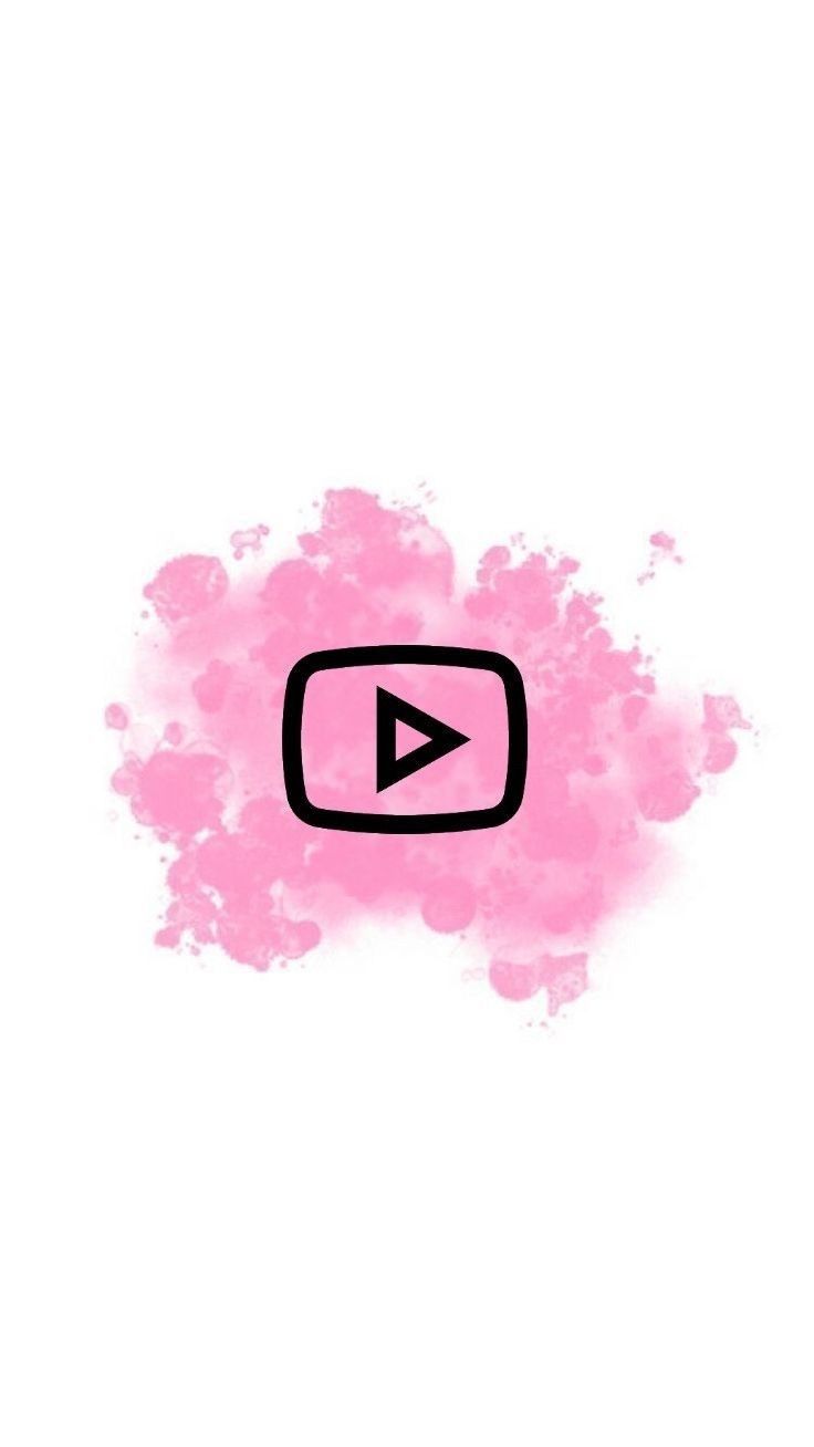 a pink cloud with a play button on it's left side and an arrow in the center