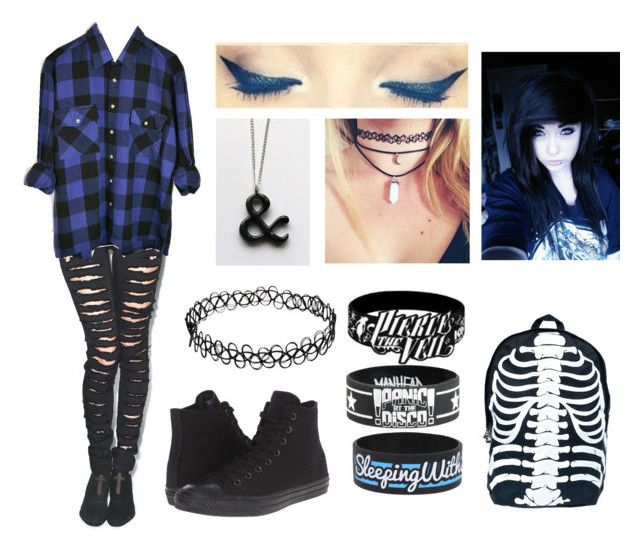 "Emo Back to School #2" by mrosep on Polyvore featuring Tripp, Converse and Comeco Emo Fashion Girls Outfits, Ptv Concert, Emo Outfits For Girls, Fanfiction Ideas, Fashion Teenage School, Emo Outfit Ideas, Cute Emo Outfits, Emo Outfit, Wwe Outfits