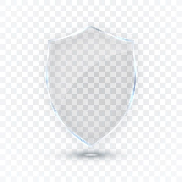 a glass shield on a transparent background