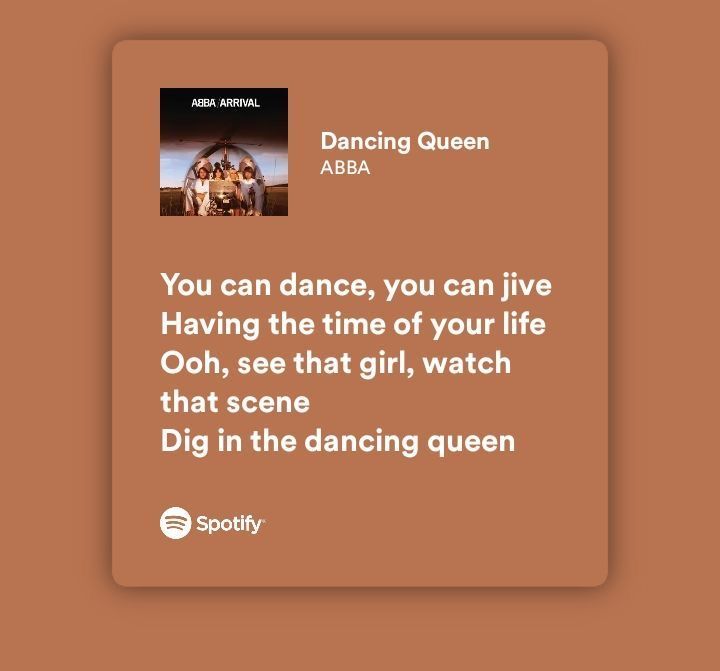 an orange square frame with the words dancing queen on it and a photo of two people