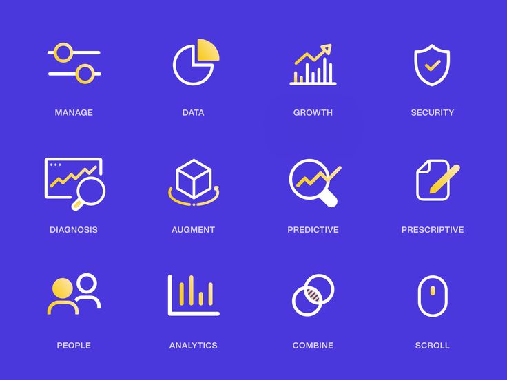 the icons for different types of business and finance, including graphs, pies, diagrams,