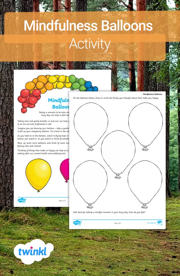 the mindful balloons activity is shown in front of some trees