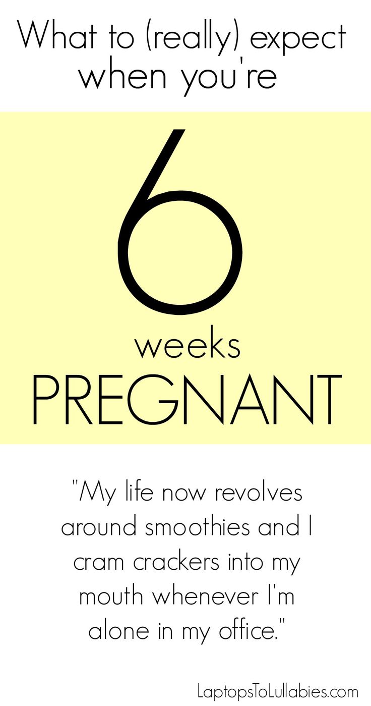 a poster with the words 6 weeks pregnant written in black and white on yellow background