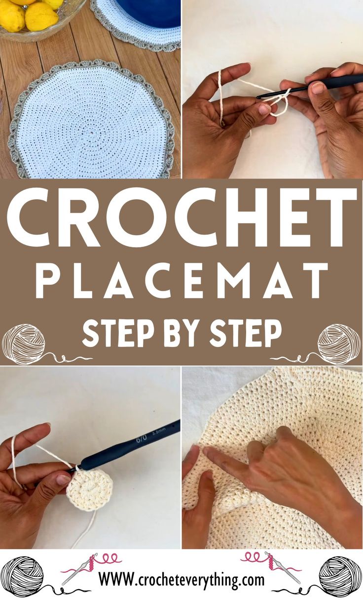 Crochet Placemat Pattern Crochet Place Mats Free Pattern Placemat, Crochet Placemat Pattern, Granny Square Stocking, Tablecloth Pattern, Crochet Placemat, Crochet Placemat Patterns, Home Table Decor, Crochet Tablecloth Pattern, Crochet Placemats