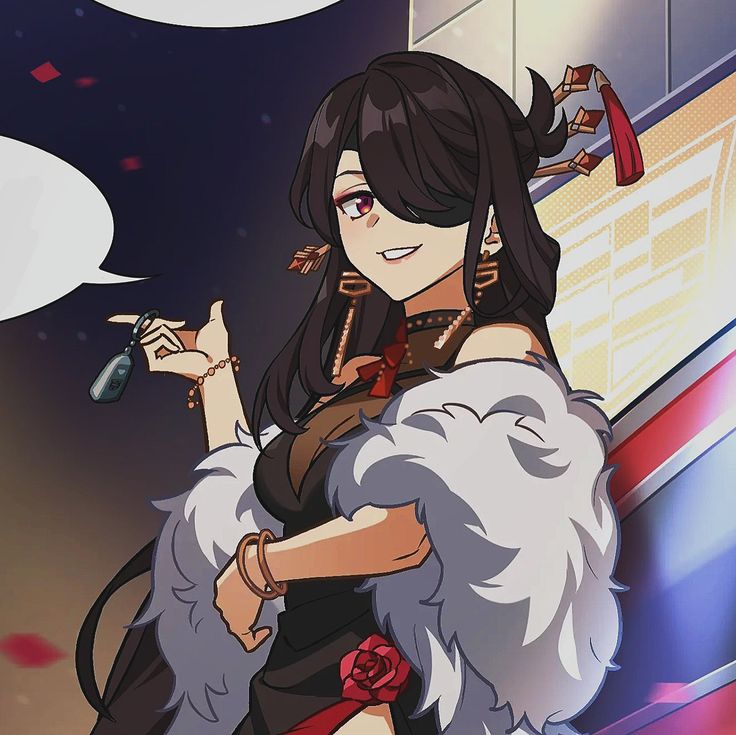 an anime character with long black hair and red eyes holding a white dog in her arms