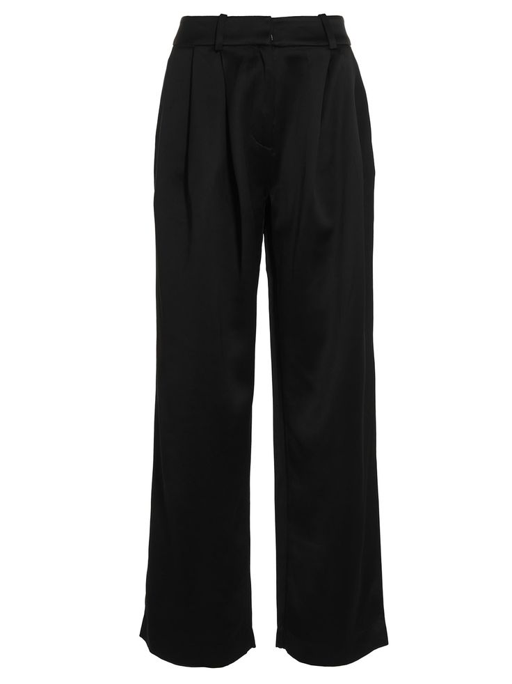 Viscose and wool blend pants with front pleats, hook-and-eye and button closure, pockets and a loose leg. Composition: 82% viscose 18% wool Elegant High-waisted Viscose Pants, Chic Formal Viscose Pants, Formal Viscose Trousers, Viscose Wide-leg Pants For Formal Occasions, Formal Viscose Wide-leg Pants, Elegant Viscose Bottoms For Workwear, Elegant Viscose Wide Leg Pants For Work, Workwear Wide-leg Viscose Pants, Viscose Wide-leg Workwear Bottoms