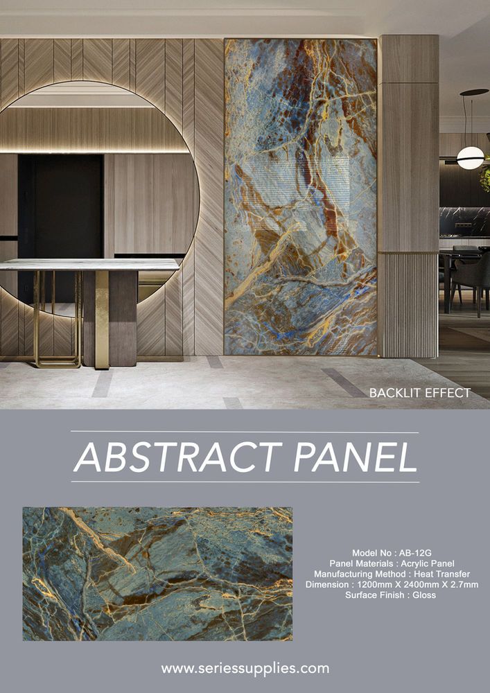 an advertisement for a marbled wall and flooring product, with the words abstract panel