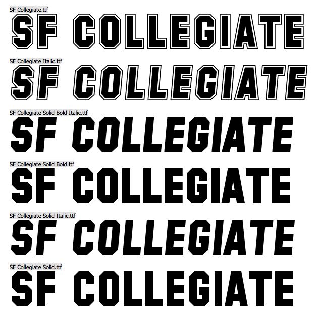 some type of font that is black and white with the words college on it in different languages