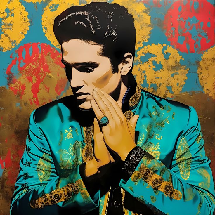 The vibrant colors and bold lines make this painting a true standout, and it's a must-have for any Elvis fan or lover of pop art. Add a touch of divine rock and roll to your home or office with this one-of-a-kind painting. Elvis Pop Art, Elvis Presley Pop Art, Elvis Quotes, Elvis Art, Wpap Art, Elvis Presley, Rock And Roll, Art Ideas, Sweden