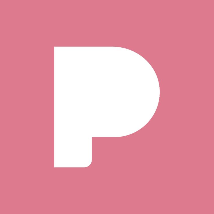 a white letter p on a pink background