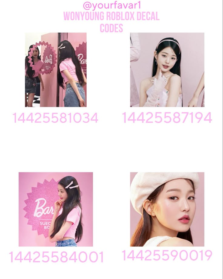 four different images of women in pink shirts and white hats, one with long hair