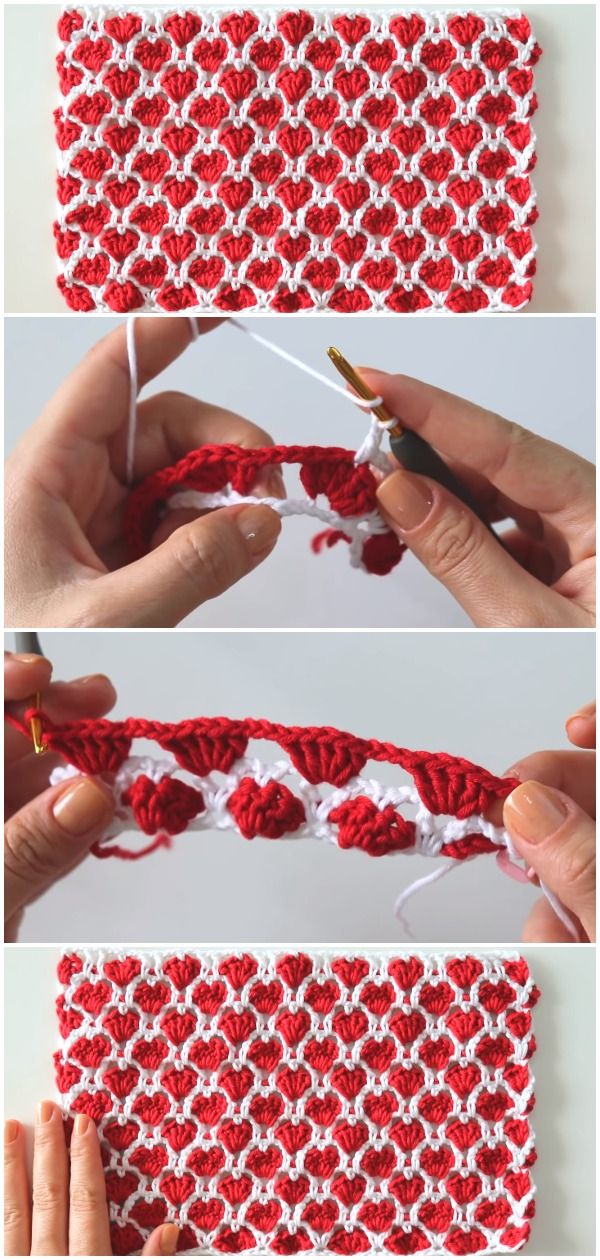 the crochet pattern is being worked on