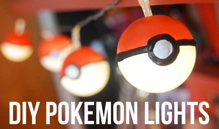 some pokemon lights are hanging from a string with the words diy pokemon lights on them