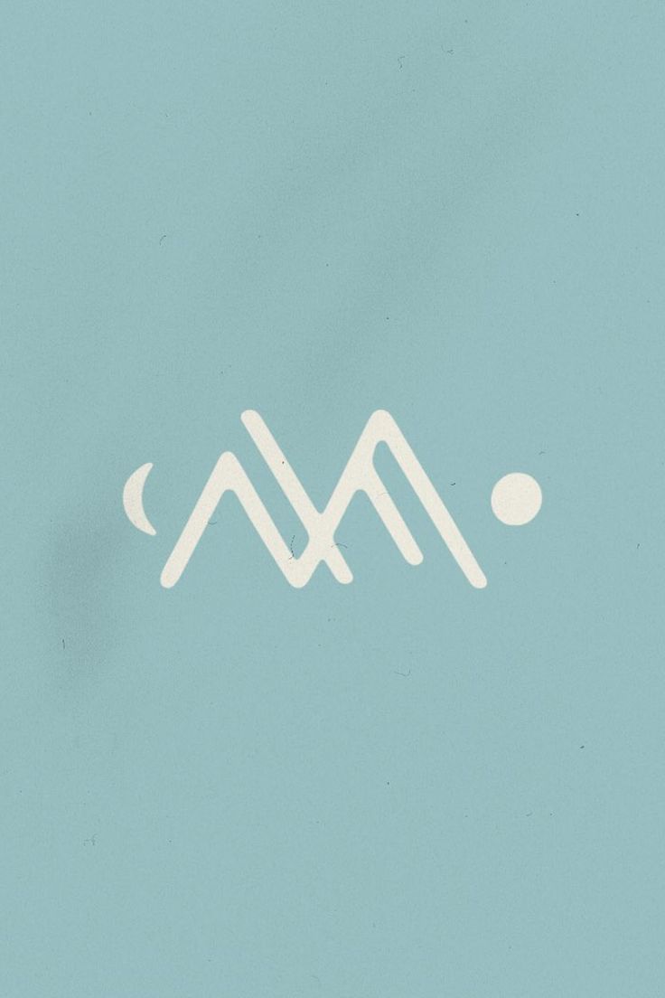 the letter m is written in white on a blue background