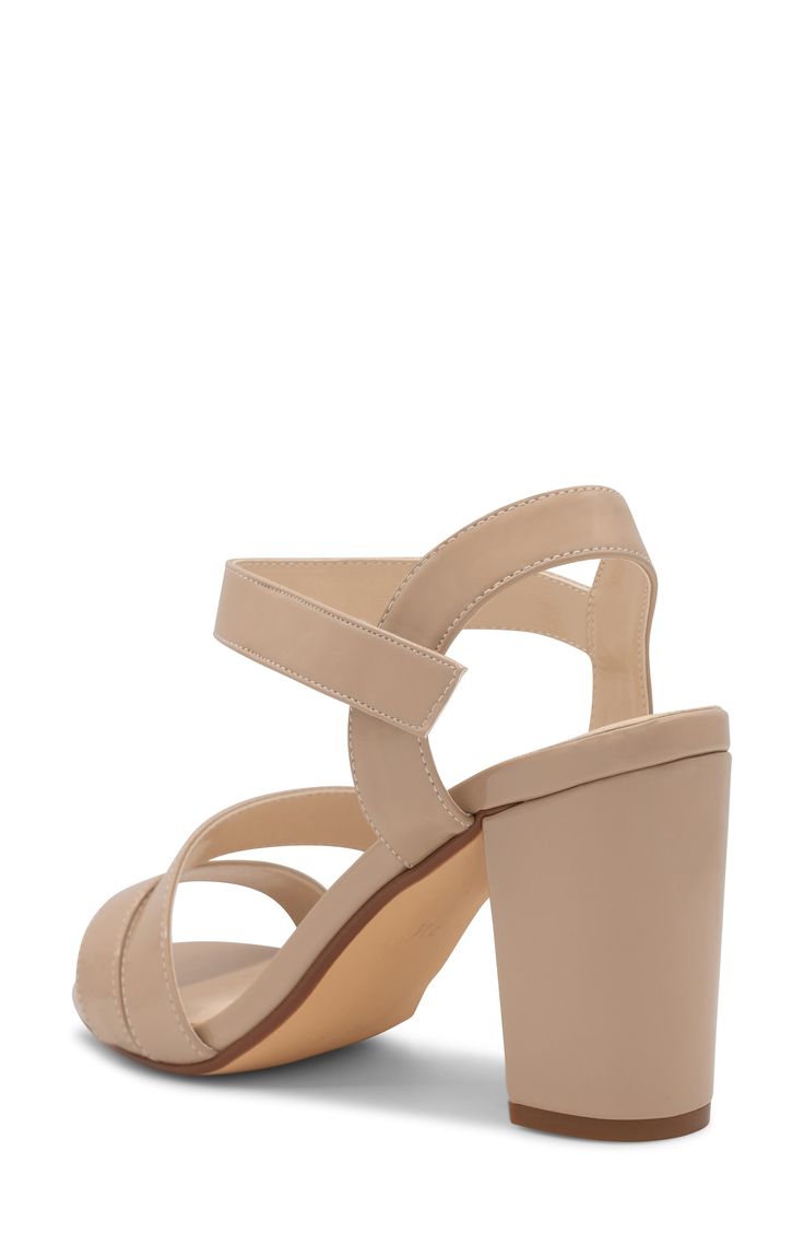 A strappy upper adds party-ready allure to an elegant sandal set on a cushioned footbed and wrapped block heel. 2 3/4" heel Adjustable ankle strap with hook-and-loop closure Cushioned footbed Synthetic upper, lining and sole Imported Summer Slingback Sandals With 4-inch Heel And Ankle Strap, Summer Ankle Strap Slingback Sandals With 4-inch Heel, Strappy Slingback Sandals With 4-inch Heel For Summer, Adjustable Open Toe Block Heels For Summer, Chic Adjustable Block Heel Shoes, Chic Adjustable Ankle Strap Block Heels, Adjustable 4-inch Heel Summer Sandals, Adjustable Strappy Formal Sandals, Adjustable High Block Heels With Stacked Heel