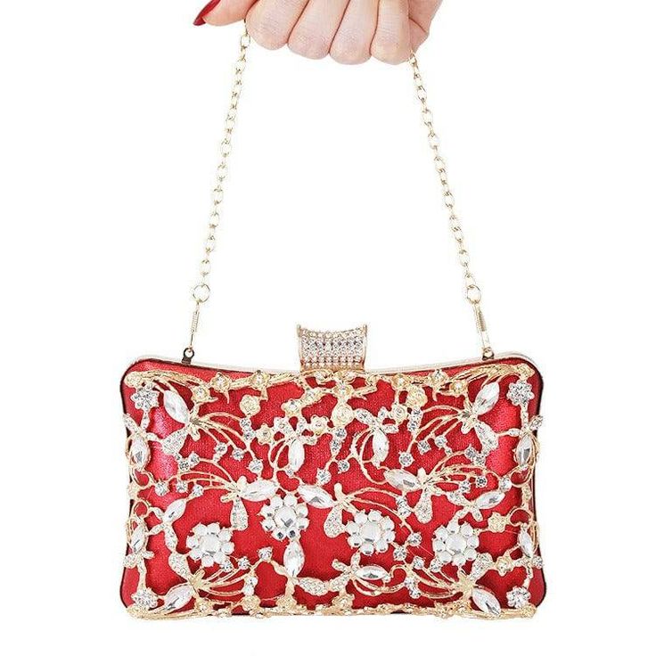 Material: Leather/Size: 21 * 7 * 14CMChain: Short 37CM/Long 116CM Chic Red Handheld Evening Bag, Red Handheld Shoulder Bag For Party, Luxury Red Embellished Bag, Luxury Embellished Red Bags, Red Embellished Clutch For Formal Occasions, Handheld Red Shoulder Bag For Parties, Red Embellished Evening Bag, Red Shoulder Evening Bag, Elegant Red Embellished Evening Bag