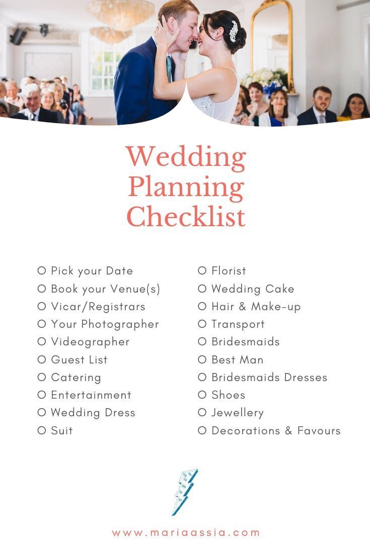 the wedding planning checklist is shown here