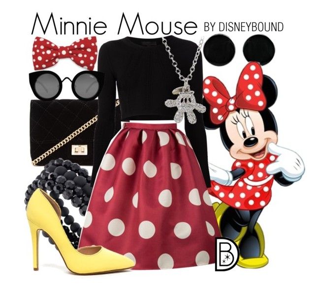 "Minnie Mouse" by leslieakay ❤ liked on Polyvore featuring AeraVida, Forever 21, Apt. 9, Cushnie Et Ochs, Quay, Disney, disney, disneybound and disneycharacter Disney Character Outfits, Mouse Outfit, Edna Mode, Disney Themed Outfits, Cute Disney Outfits, Disney Inspired Fashion, Disneyland Outfits, Character Inspired Outfits, Disney Bound Outfits