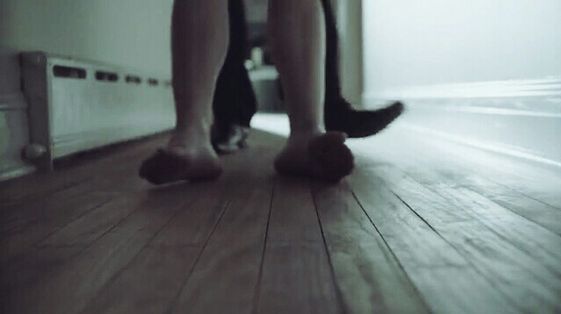 a person standing on top of a hard wood floor next to a radiator