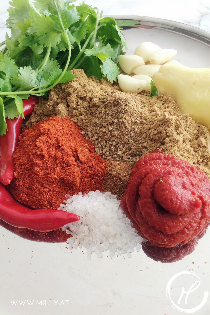 various spices and seasonings on a plate