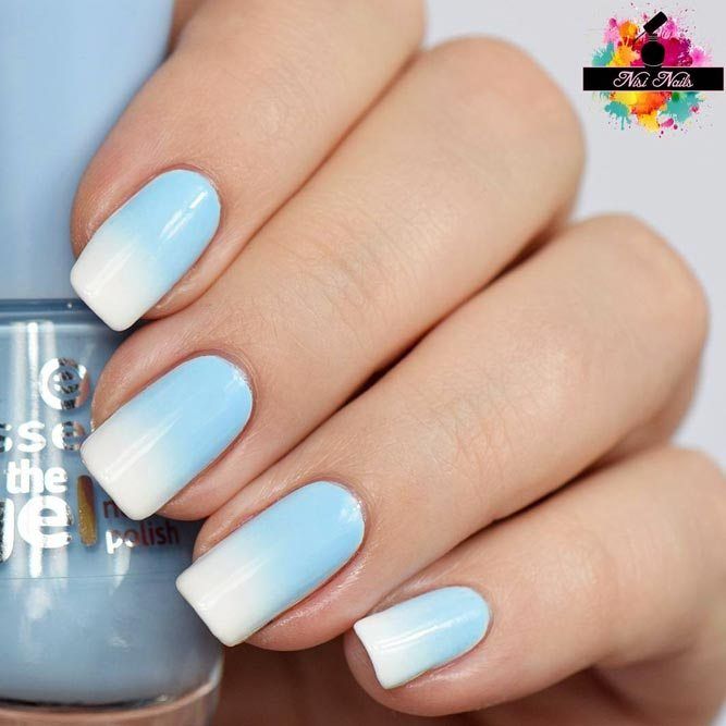 Blue And White Ombre Nails, Gel Dip Nails, Ombre Nails Blue, White Ombre Nails, Ombre Nail Design, Wedding Nail Polish, Blue Ombre Nails, Ombré Nails, Nail Designs Tutorial