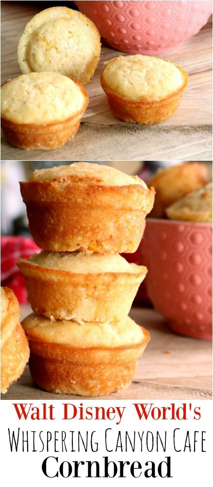 three pictures of muffins stacked on top of each other with the words walt world's whispering canyon cafe