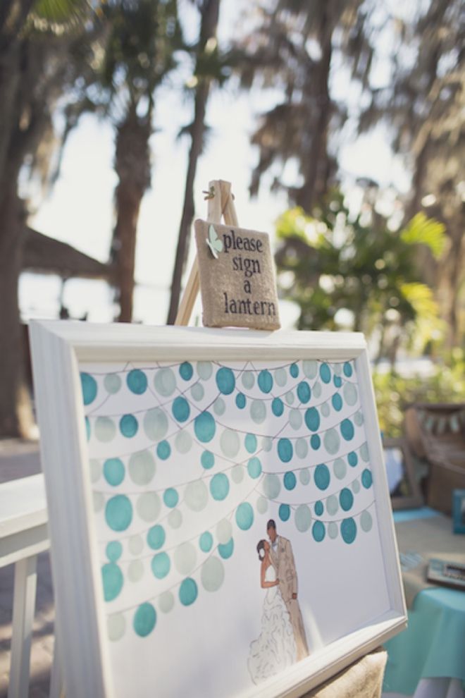 an easel with a wedding photo on it