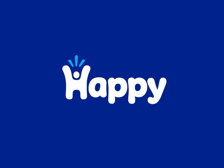 the word happy on a blue background