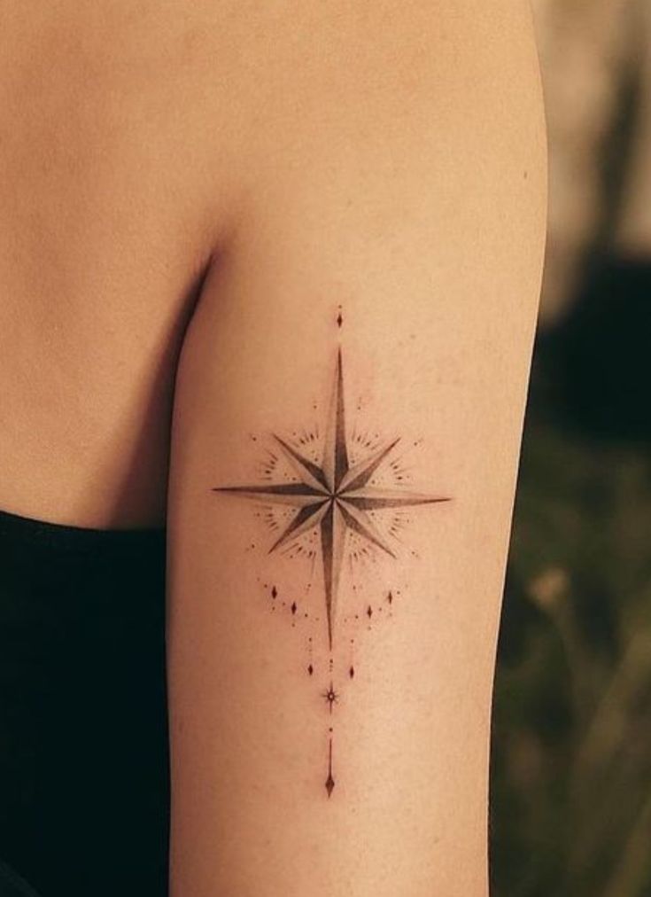 a woman's arm with a tattoo on it that has a star in the middle