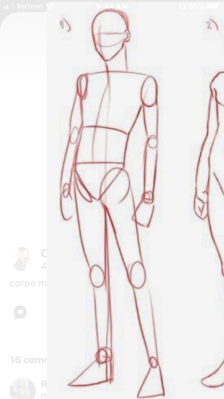 a drawing of a man's body and torso in three different positions, with the outline