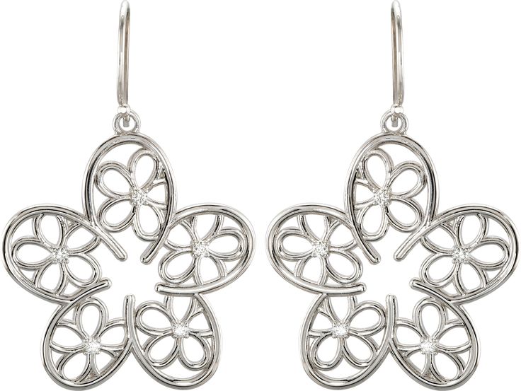 Flower Earrings White Gold Flower Earrings Fine Jewelry, Pierced Flower Shaped Earrings For Formal Occasions, Formal White Gold Flower Earrings, Fine Jewelry White Gold Flower Earrings, Formal Flower Diamond Earrings, Pierced Flower-shaped Earrings For Formal Occasions, Elegant Pierced Flower Earrings, Sterling Silver Flower Shape Cluster Earrings For Formal, Formal Flower Shaped Pierced Earrings