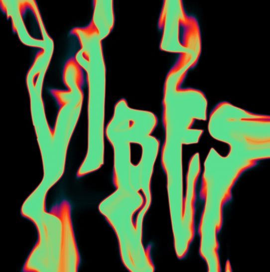 an image of the word vlff in neon green and red colors on a black background