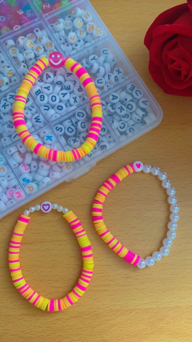 Pink, orange and yellow bracelet set!! 🩷🧡💛 Manchester United Kingdom, Yellow Bracelet, Phone Charms, Orange And Yellow, Rings Necklaces, Phone Charm, Pink Orange, Made By Me, Manchester United