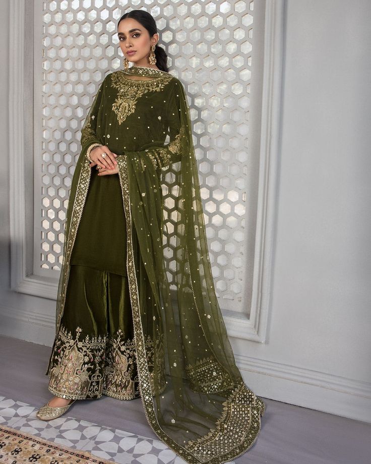 Velvet Pakistani Dress, Work On Sleeves, Velvet Flared Pants, Faiza Saqlain, Beautiful Pose, Cinderella Dress, Traditional Attires, Kameez Designs, India Style