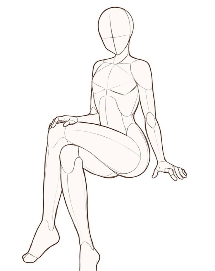 a drawing of a person sitting on the ground with their legs spread out and feet crossed