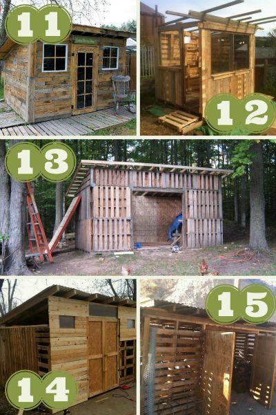 the steps to building a shed are shown in four different pictures, including one with stairs and