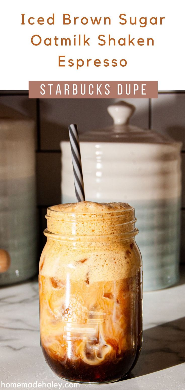 iced brown sugar oatmeal shaker espresso in a mason jar