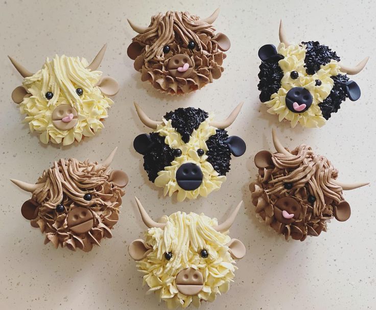 cupcakes made to look like animals with horns