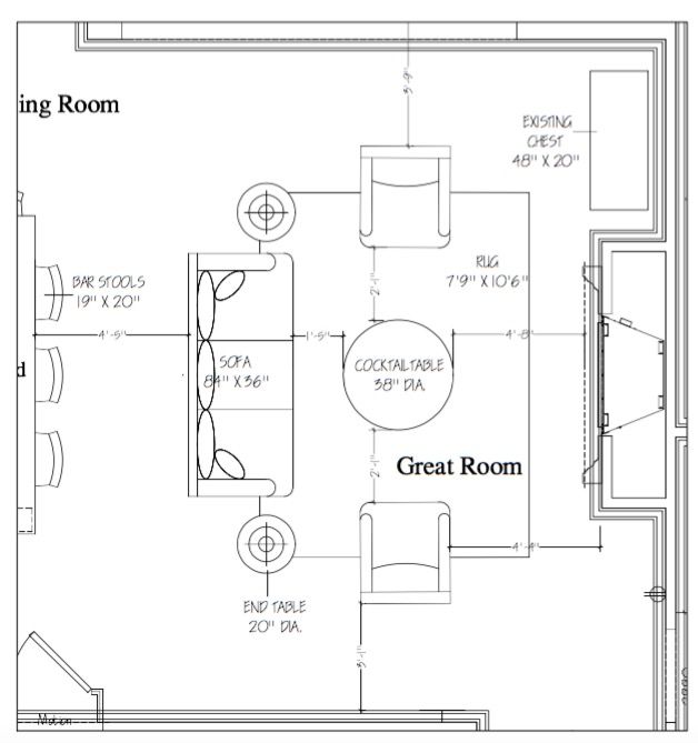 the floor plan for a living room