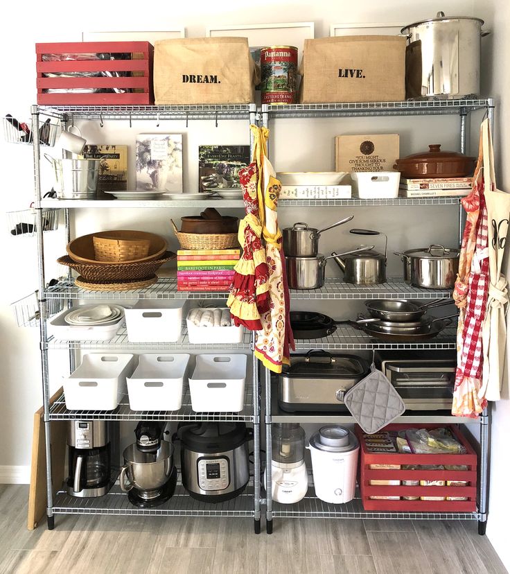 an organized pantry with lots of items on shelves