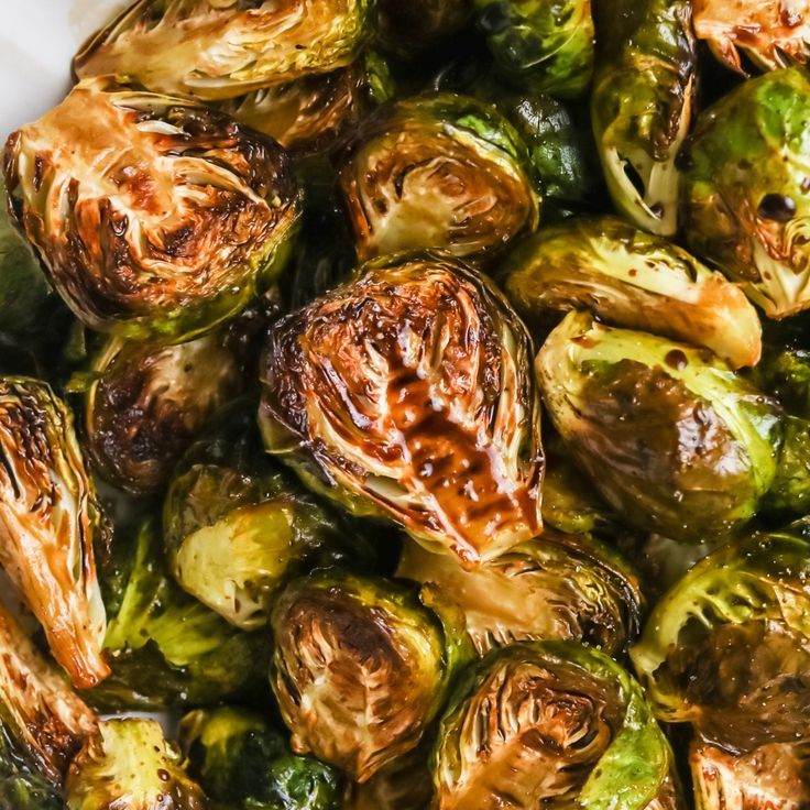 the brussel sprouts have been cooked and ready to be eaten in the oven