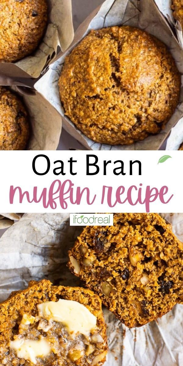 oat bran muffin recipe with text overlay