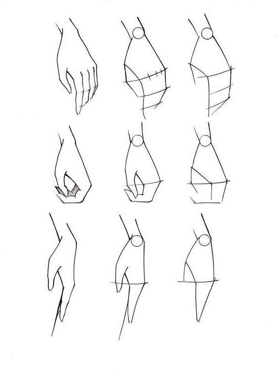 how to draw hands with different angles